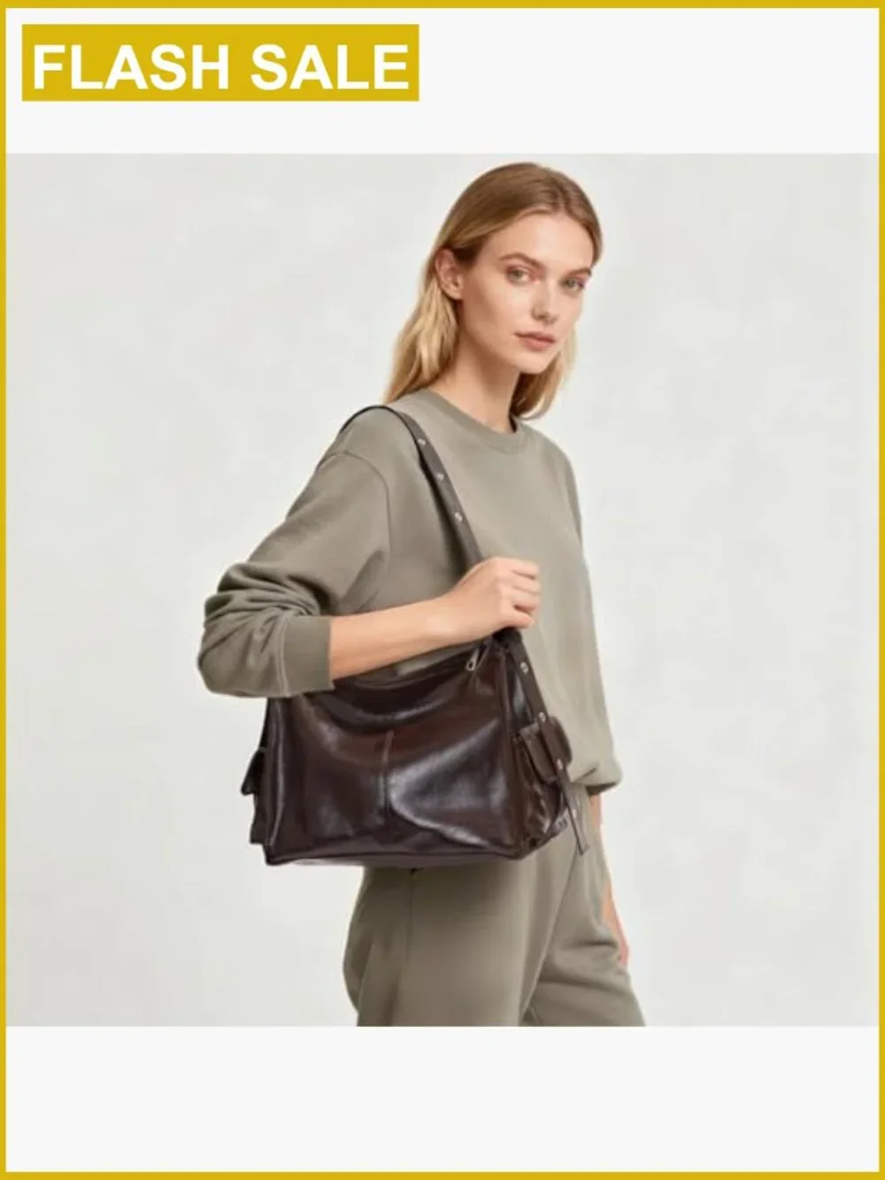 Vegan Leather Hobo Slouchy Shoulder Bag with Adjustable Strap Y2k